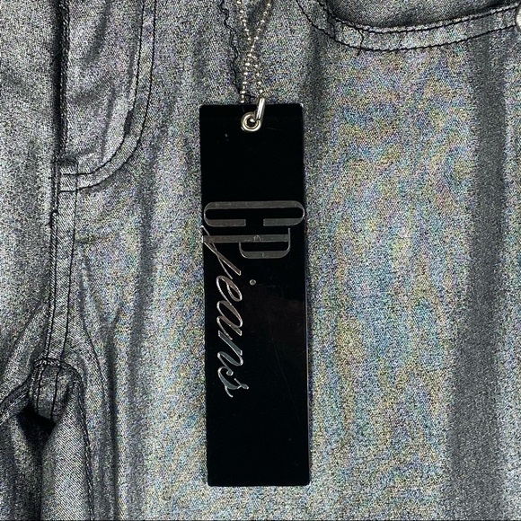 CP Jeans Gray Silver Metallic Skinny Jeans Women's Junior 5 Low Rise NEW - Picture 9 of 10